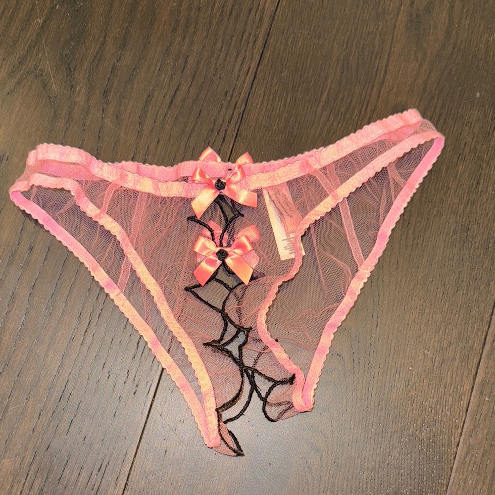 Agent Provocateur Sheer Pink Lace Bow Panties
